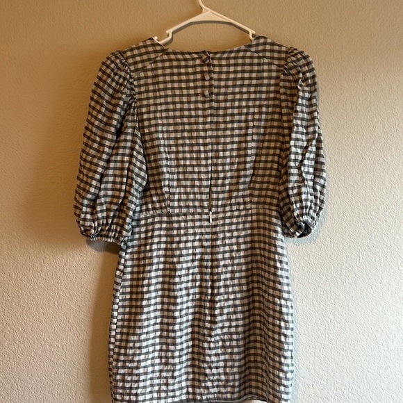 Lulus Checks Appeal Black Gingham Puff Sleeve Mini Dress Medium - Picture 5 of 5